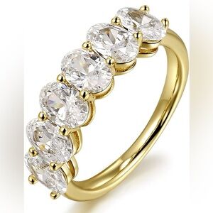 Gold Half Eternity Wedding Band - 0.5CT CZ 6-Stone - size 6